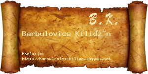 Barbulovics Kilián névjegykártya